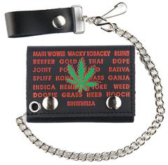 Kronic Marijuana Strains Trifold Leather Wallet