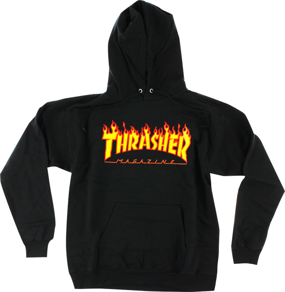 Thrasher Flames Hoodie -M Black