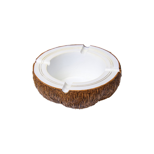 Coconut Shaped Polyresin Ashtray | 6"