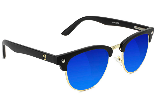 Glassy Sunglasses - Morrison Polarized Black w/ Blue Mirror Lens