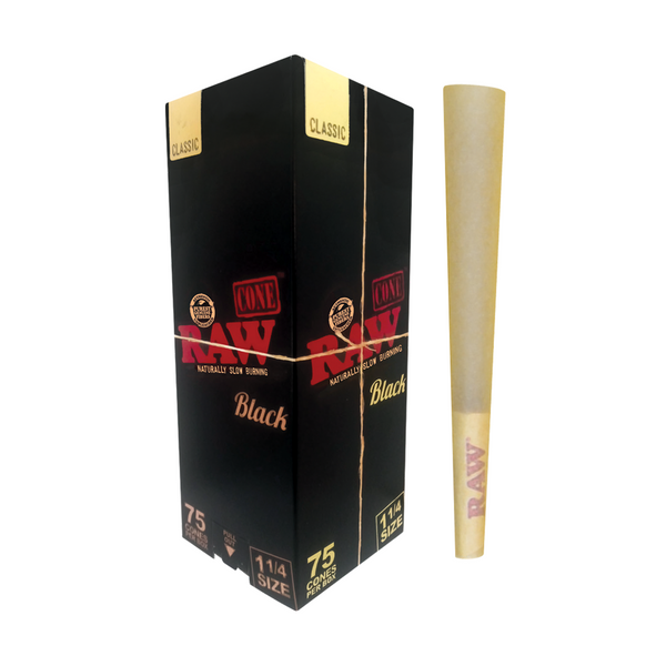 Raw Black Cones 1-1/4 Size - Individual Cones 1pc Rolling Paper