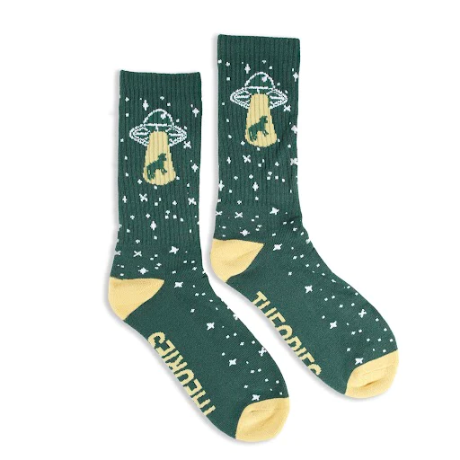 Theories -  Abduction Crew Socks - Green / Yellow